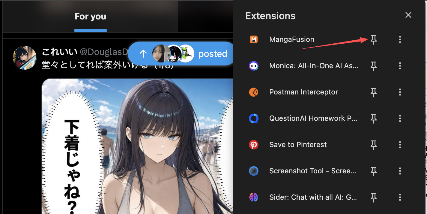 Pin the extension